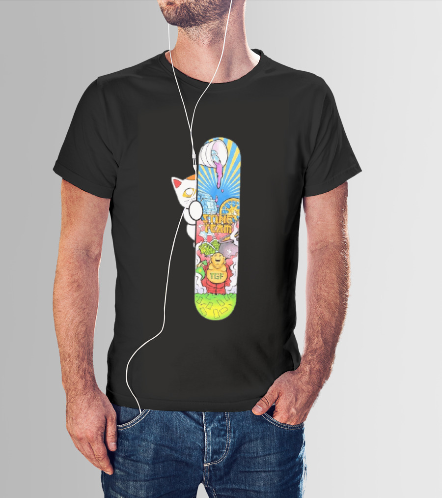 Stinc Team TGF Buddha Cat With Skateboard And Dripping Paint Aesthetic T-Shirt