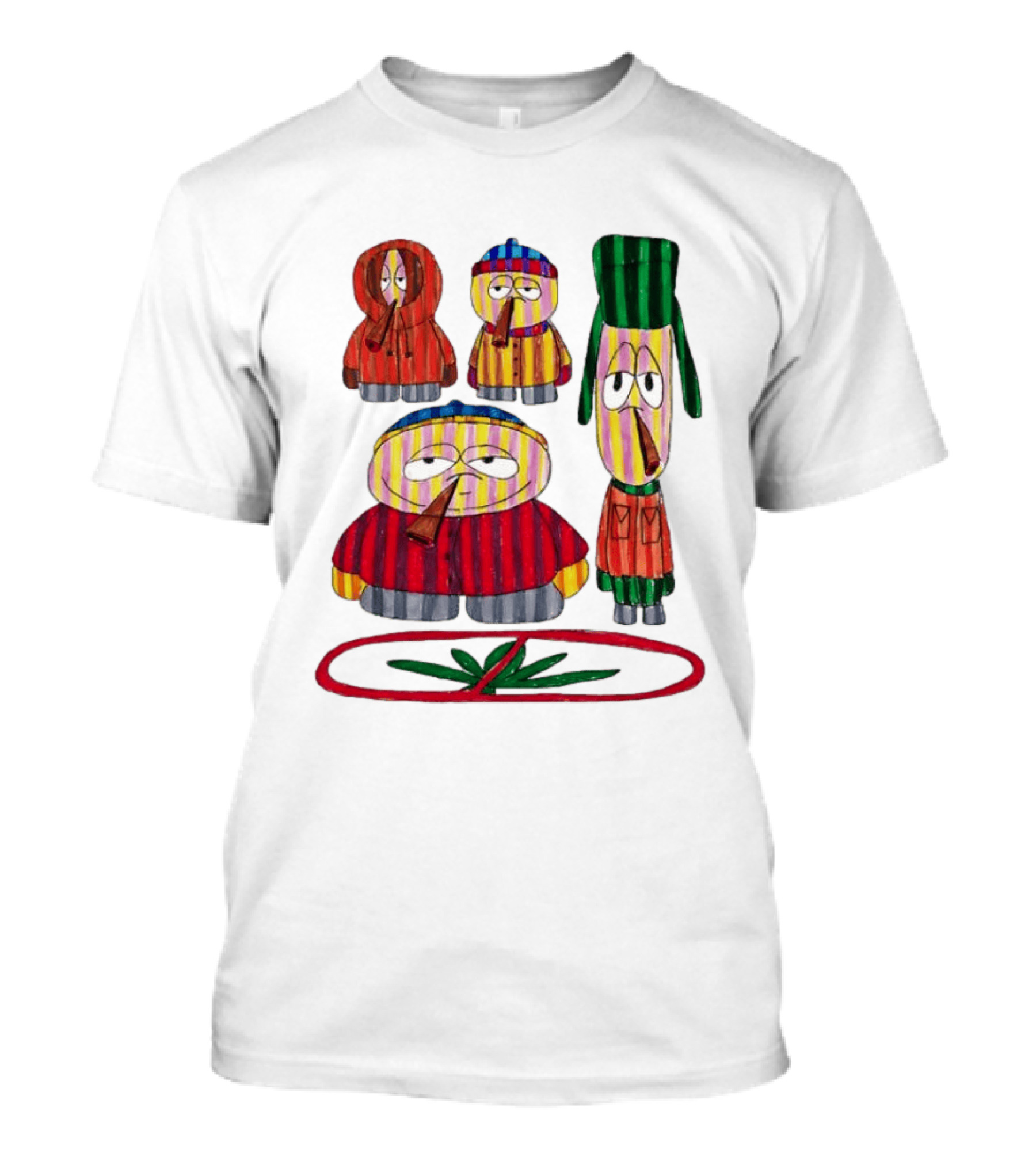 Cartman Stan Kyle Kenny South Park Characters Smoking No Weed Prohibition T-Shirt