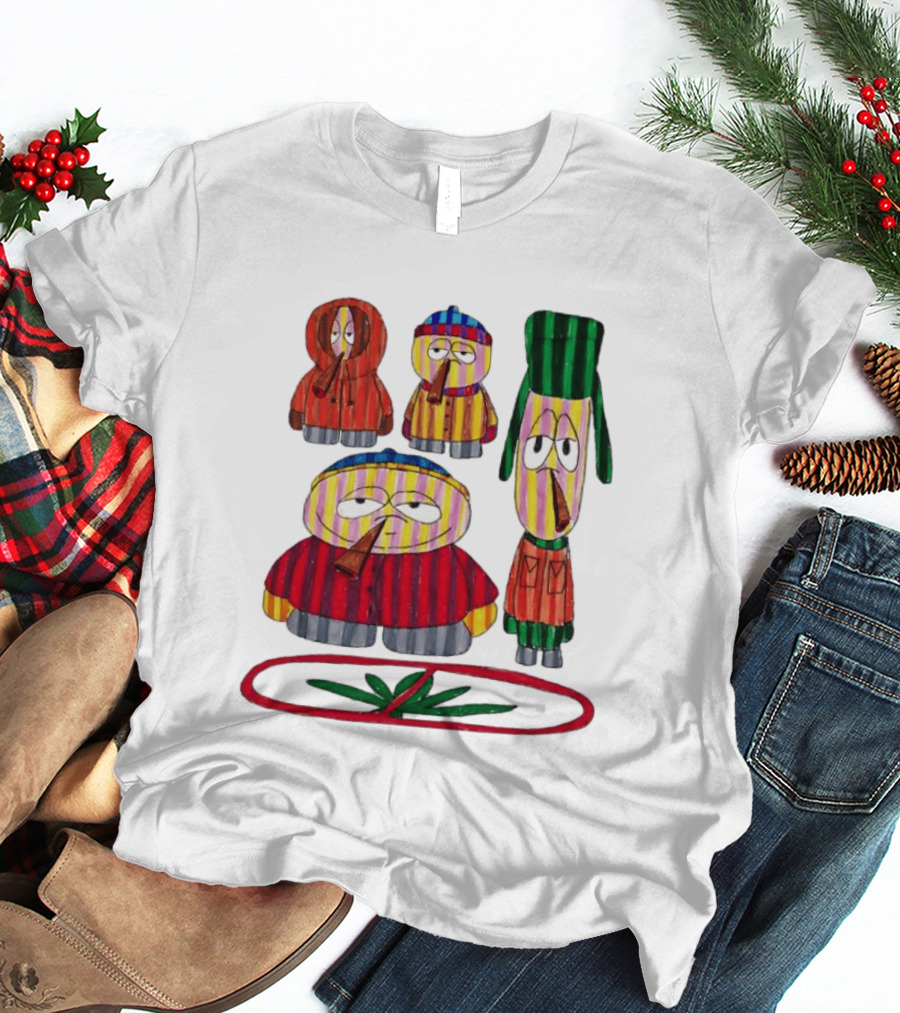 Cartman Stan Kyle Kenny South Park Characters Smoking No Weed Prohibition T-Shirt
