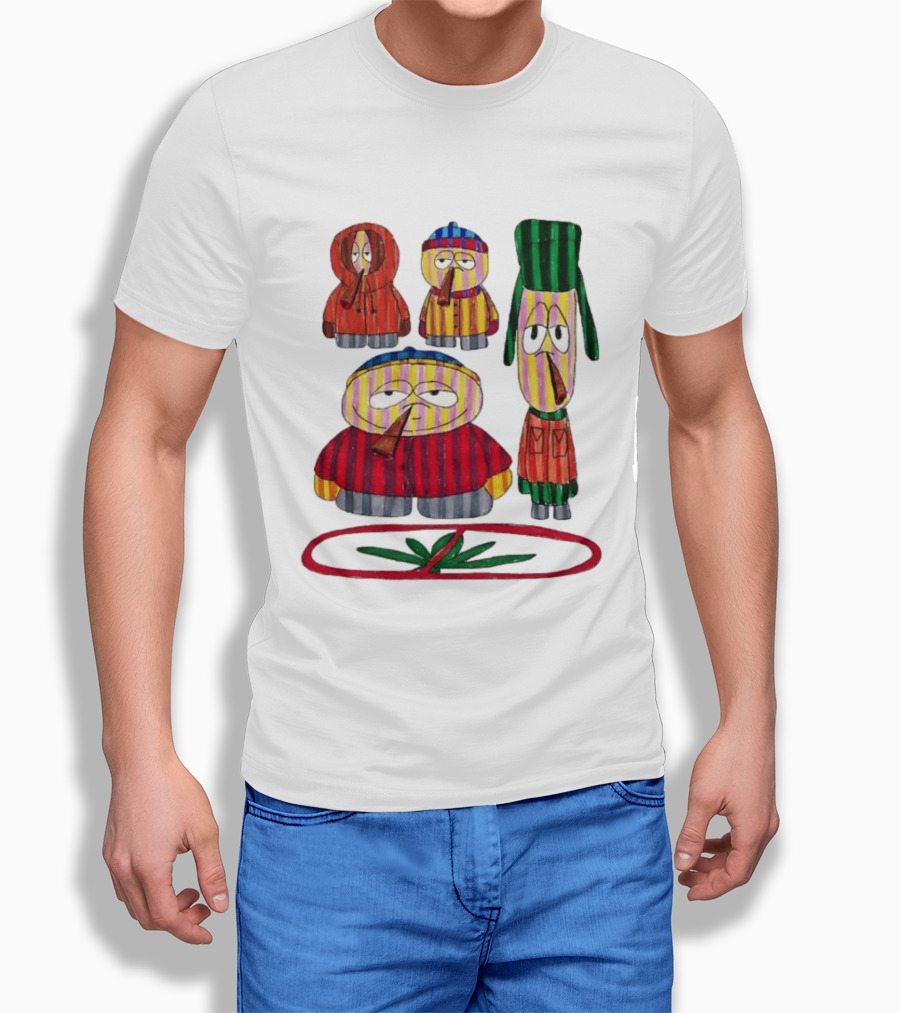 Cartman Stan Kyle Kenny South Park Characters Smoking No Weed Prohibition T-Shirt