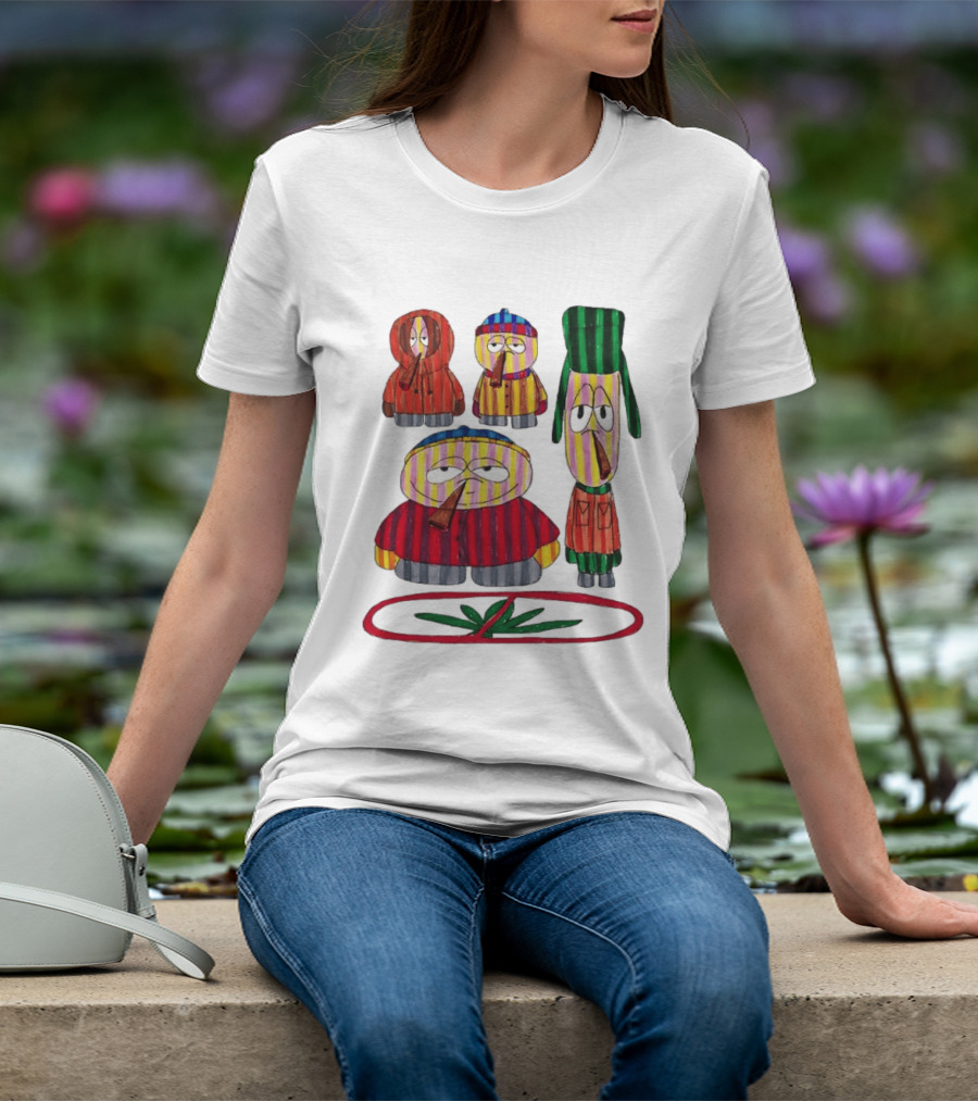 Cartman Stan Kyle Kenny South Park Characters Smoking No Weed Prohibition T-Shirt