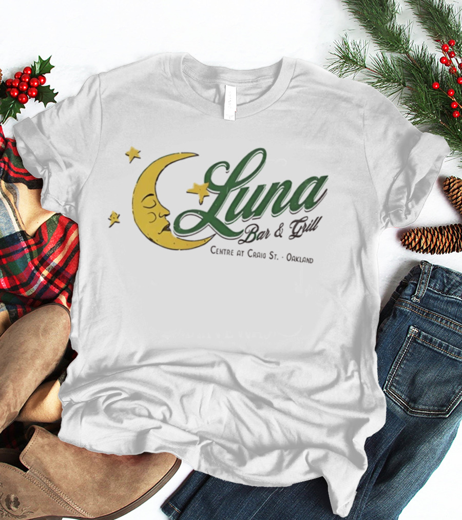 Luna Bar And Grill Centre At Craig St Oakland Moon And Stars T-Shirt
