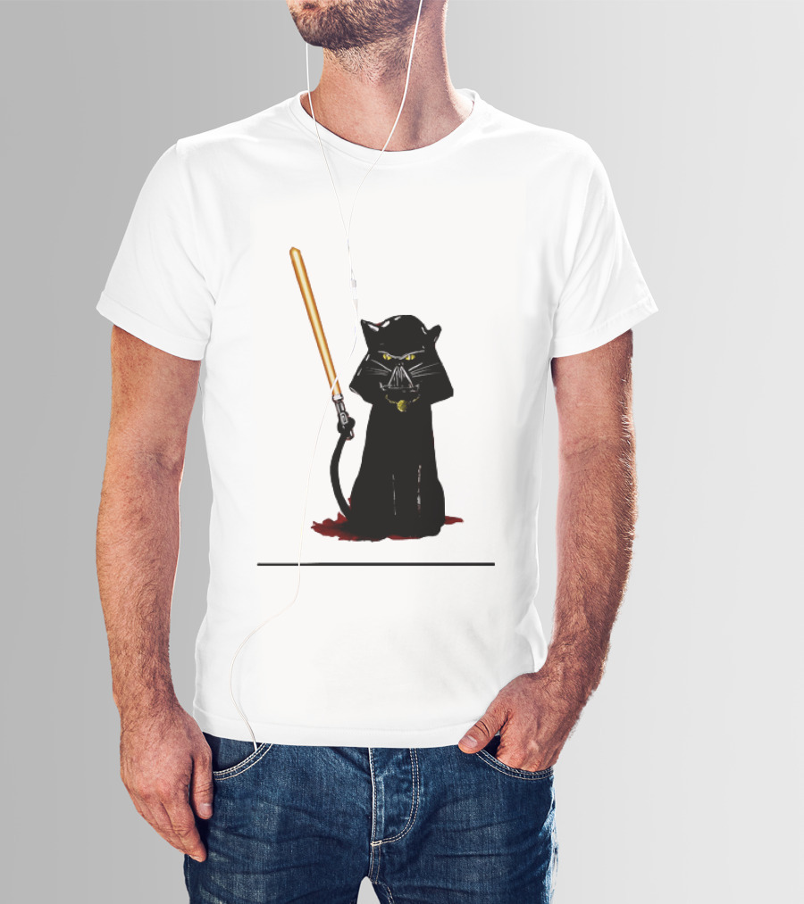 Darth Vader Cat Lightsaber Star Wars T-Shirt