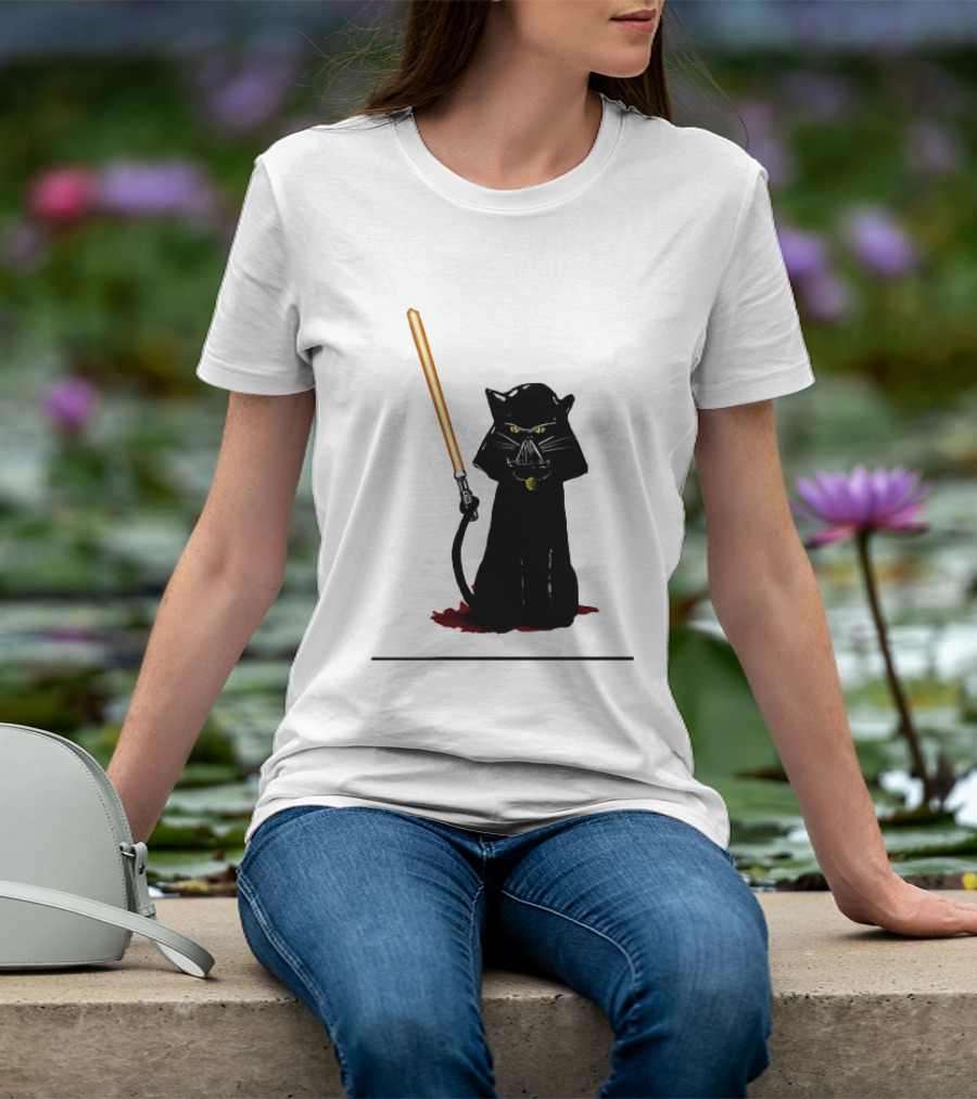 Darth Vader Cat Lightsaber Star Wars T-Shirt