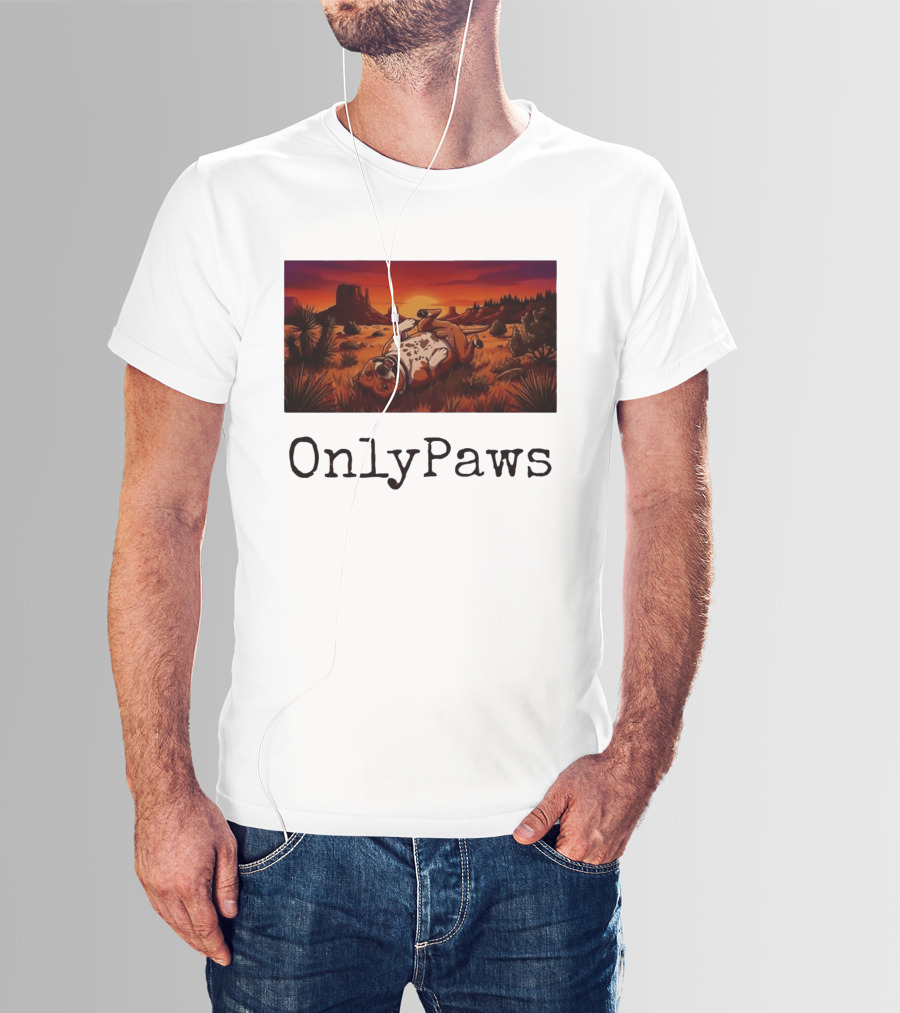 Desert Sunset Playful Pit Bull OnlyPaws Scenic Wonderland T-Shirt