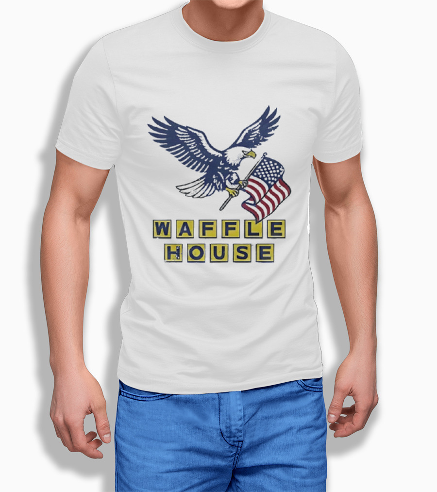 Waffle House Eagle Holding American Flag T-Shirt