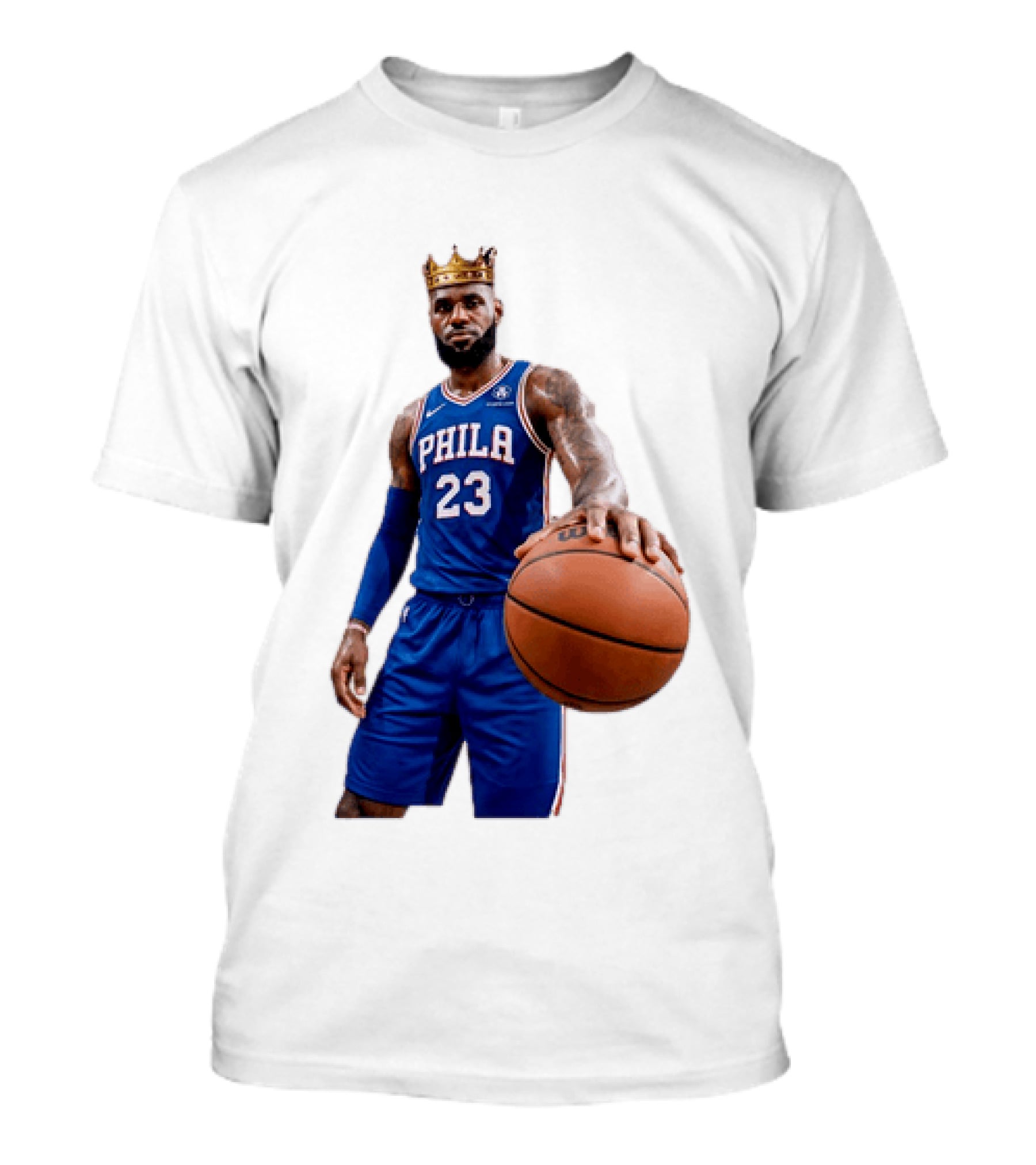 LeBron James King Crown Dribbling Philadelphia 76ers Basketball Player 23 Phila T-Shirt