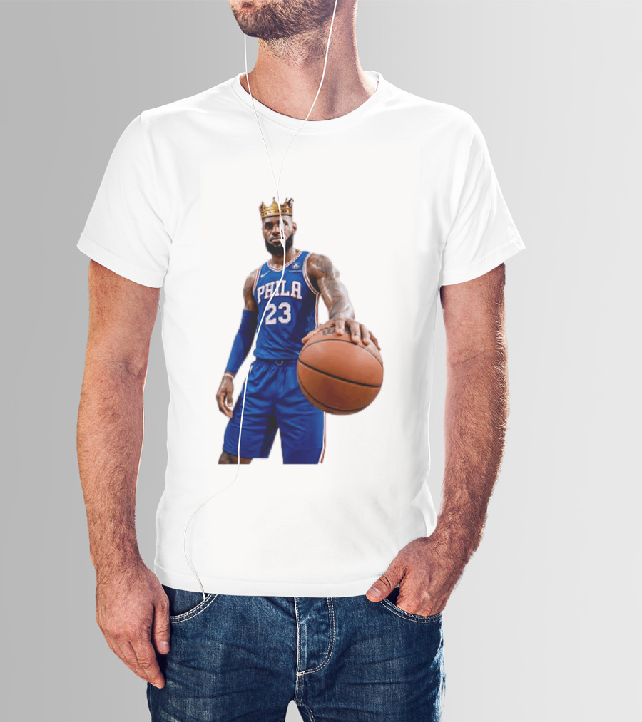LeBron James King Crown Dribbling Philadelphia 76ers Basketball Player 23 Phila T-Shirt