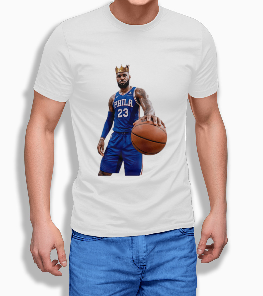 LeBron James King Crown Dribbling Philadelphia 76ers Basketball Player 23 Phila T-Shirt