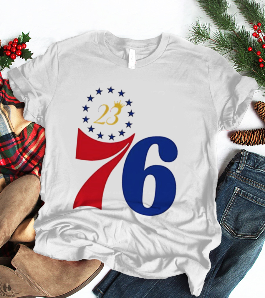 LeBron James 23 Philadelphia 76ers Inspired Number Stars T-Shirt