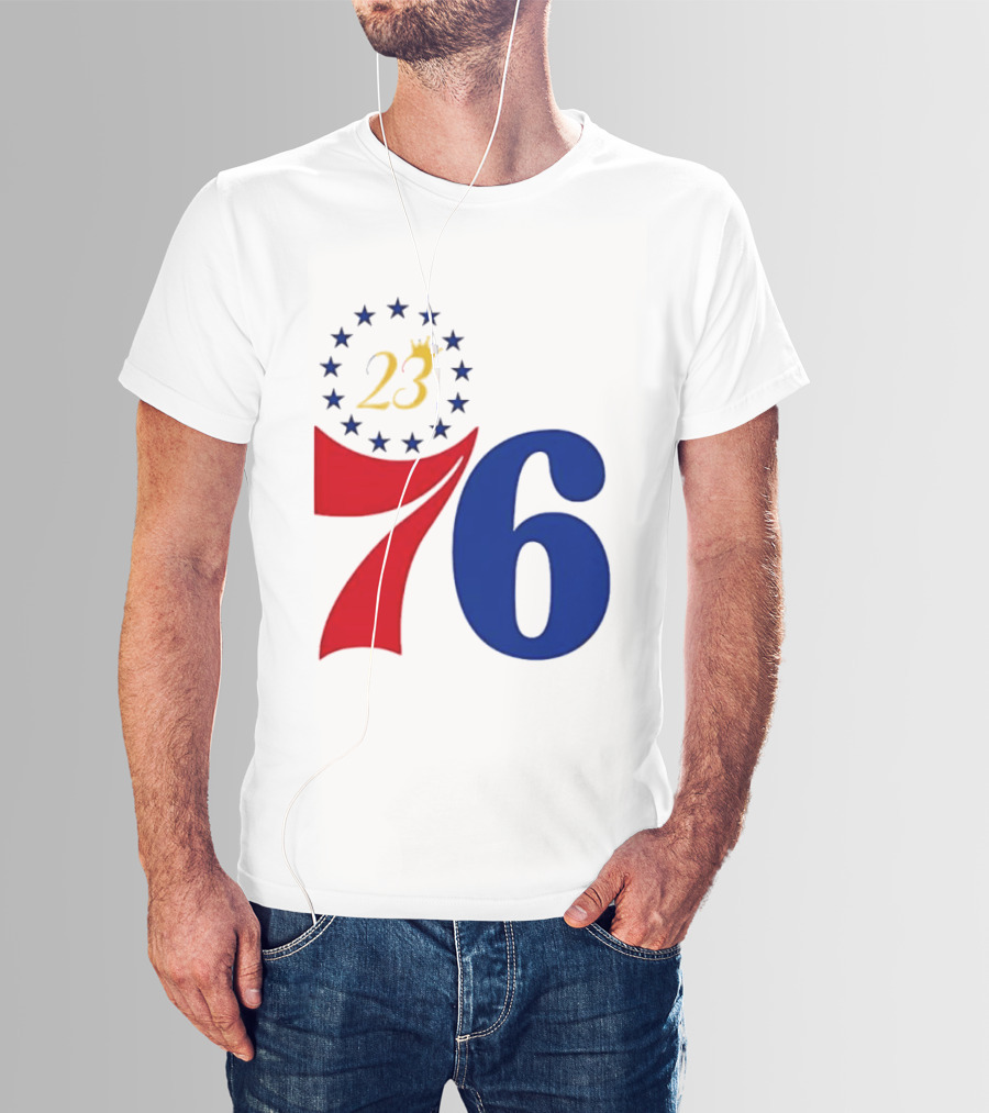LeBron James 23 Philadelphia 76ers Inspired Number Stars T-Shirt