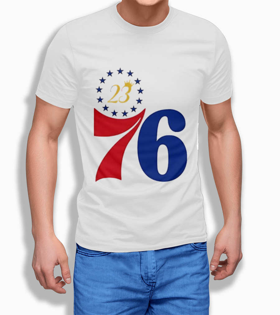 LeBron James 23 Philadelphia 76ers Inspired Number Stars T-Shirt