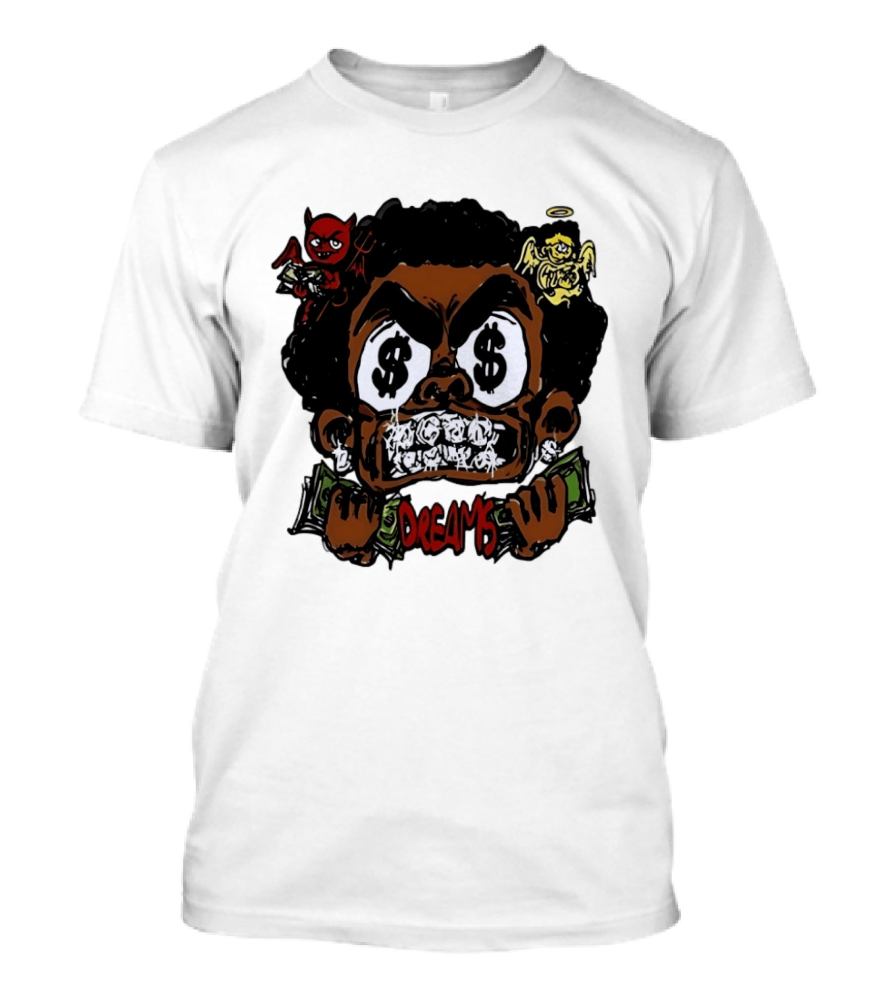 Dreams Money Cartoon Streetwear Dollar Eye Angel Devil T-Shirt