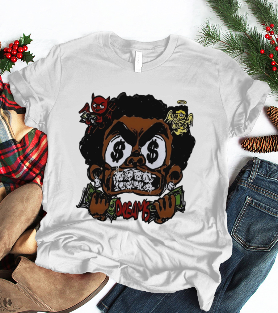 Dreams Money Cartoon Streetwear Dollar Eye Angel Devil T-Shirt