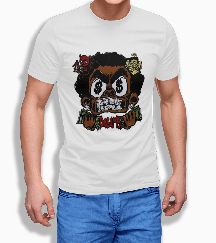 Dreams Money Cartoon Streetwear Dollar Eye Angel Devil T-Shirt