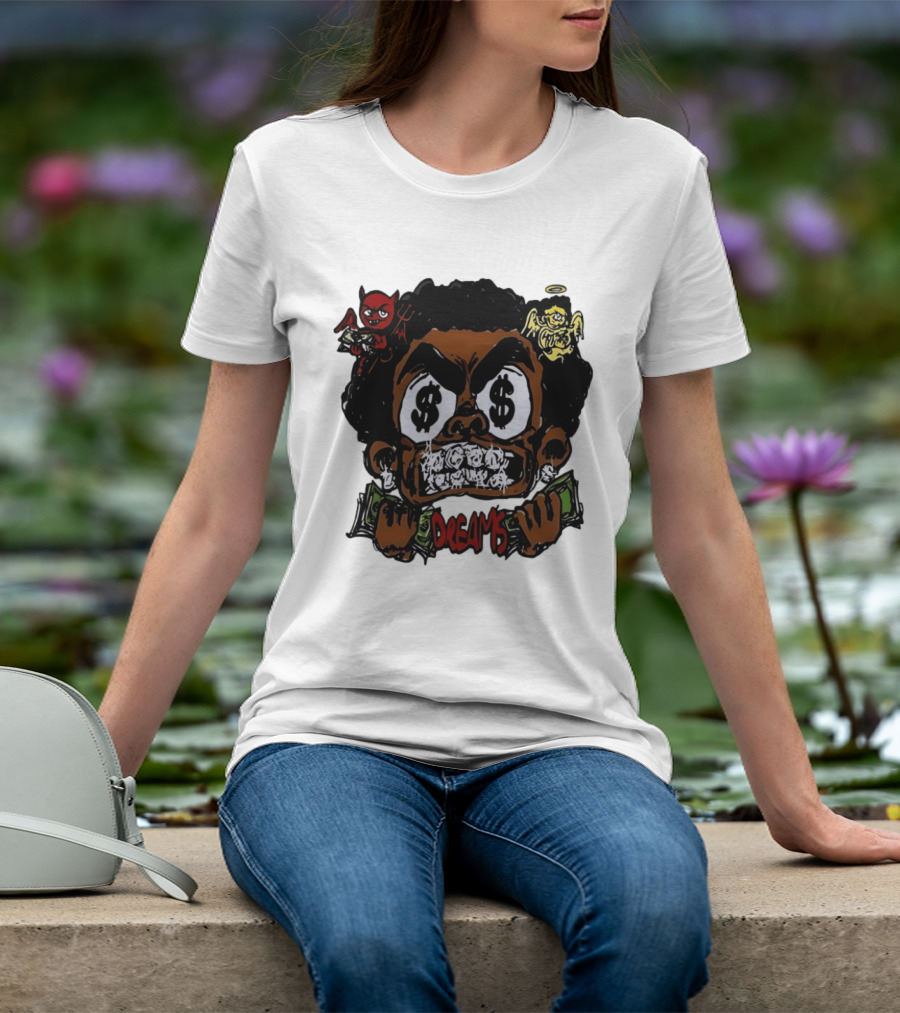 Dreams Money Cartoon Streetwear Dollar Eye Angel Devil T-Shirt