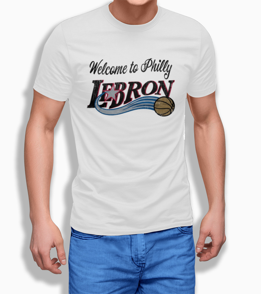 Welcome To Philly LeBron Basketball Star Distressed T-Shirt