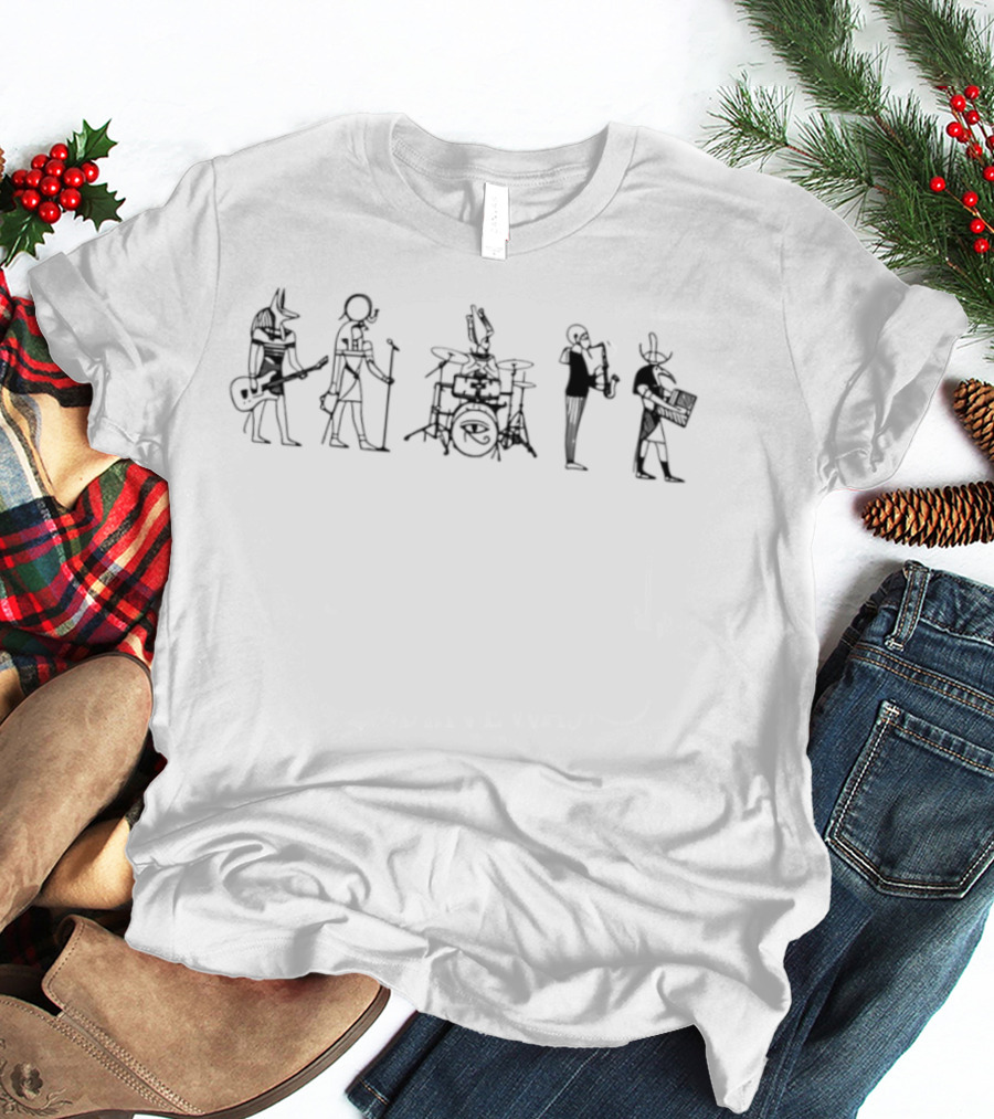 Egyptian Gods Musical Band Anubis Playing Instruments T-Shirt