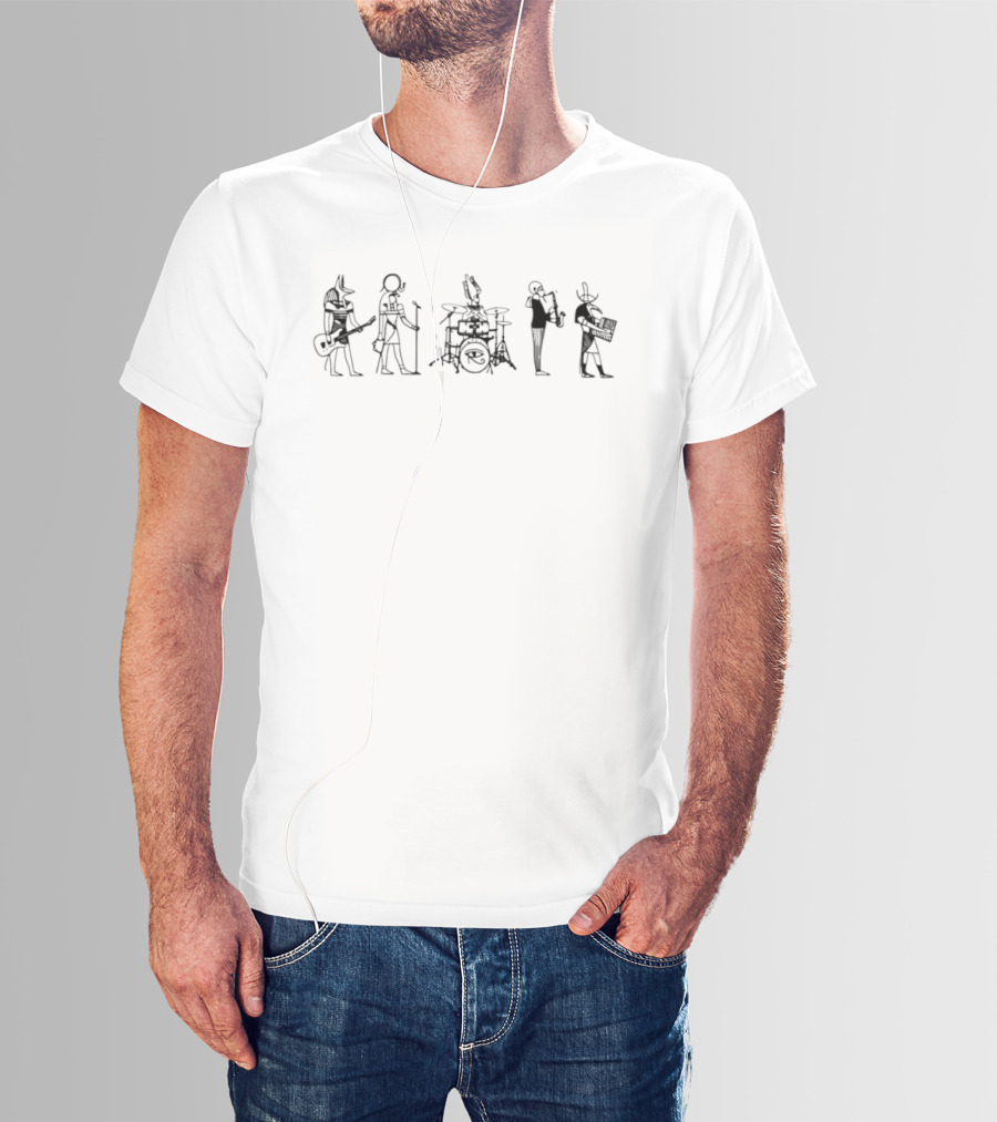 Egyptian Gods Musical Band Anubis Playing Instruments T-Shirt