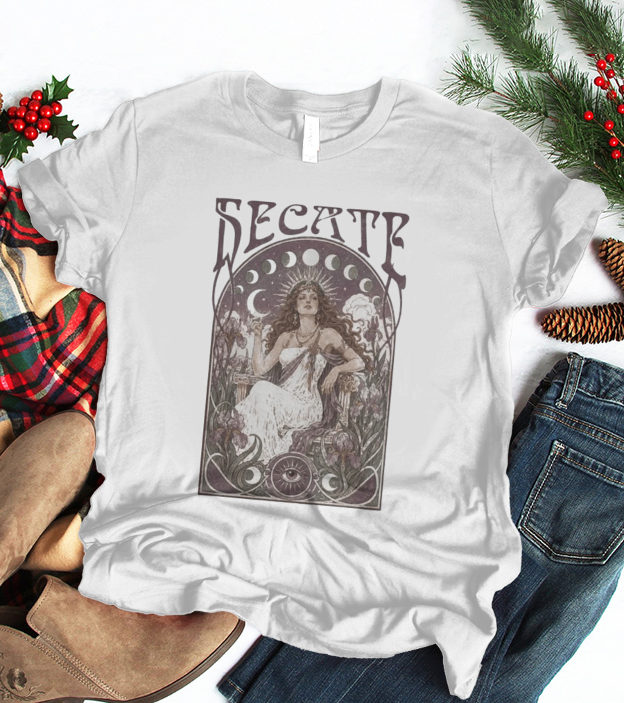 Hecate Goddess Moon Phases Magic Feminist Witch Pagan Crossroads Key Goth Grunge T-Shirt