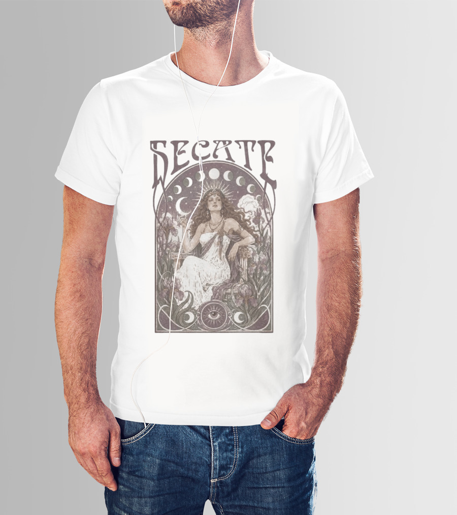 Hecate Goddess Moon Phases Magic Feminist Witch Pagan Crossroads Key Goth Grunge T-Shirt
