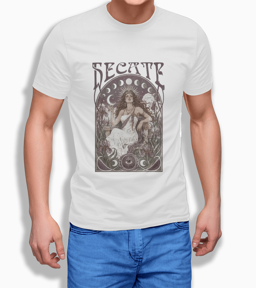 Hecate Goddess Moon Phases Magic Feminist Witch Pagan Crossroads Key Goth Grunge T-Shirt