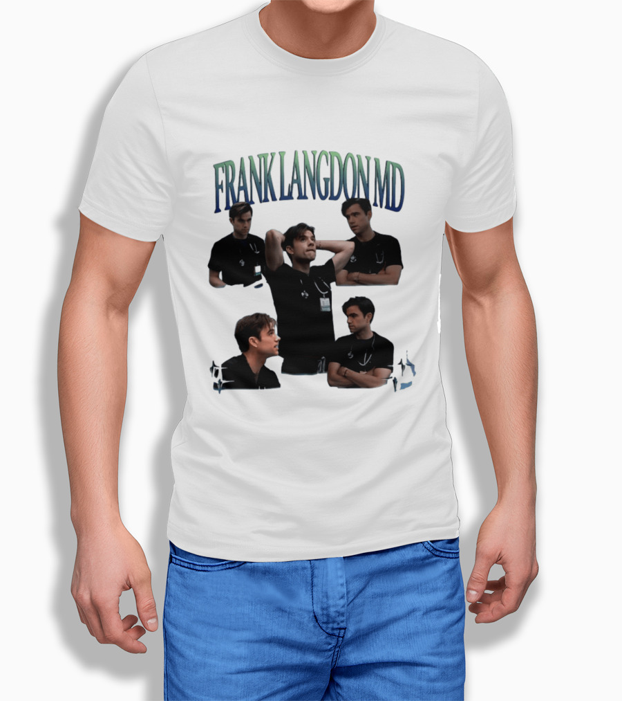 FRANK LANGDON MD Doctor Medical TV Show Character Stethoscope And ID T-Shirt