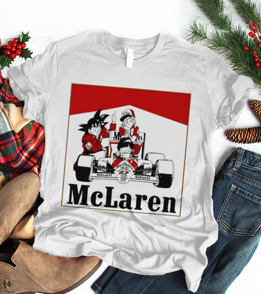 Goku Bulma Senbei McLaren Honda Marlboro Shell 27 Anime Racing Team Formula 1 T-Shirt