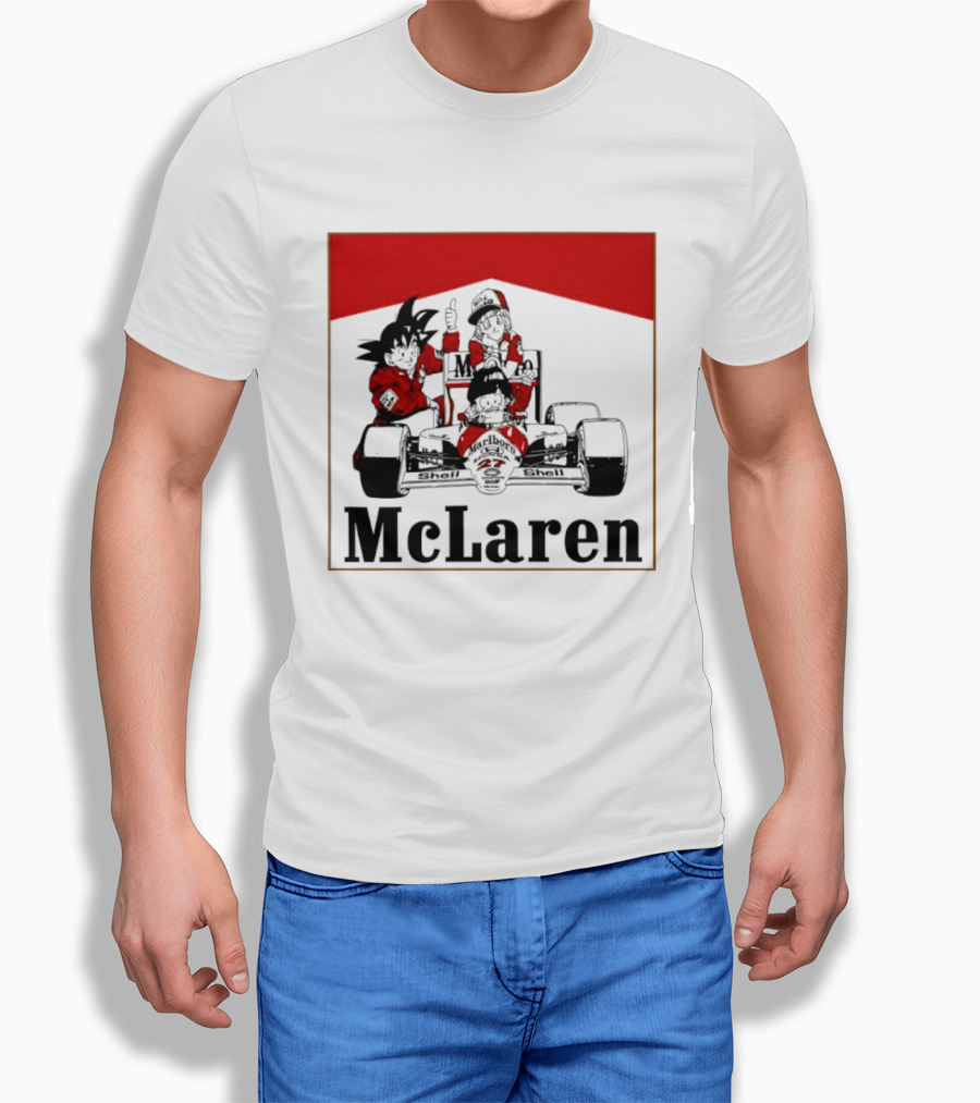 Goku Bulma Senbei McLaren Honda Marlboro Shell 27 Anime Racing Team Formula 1 T-Shirt