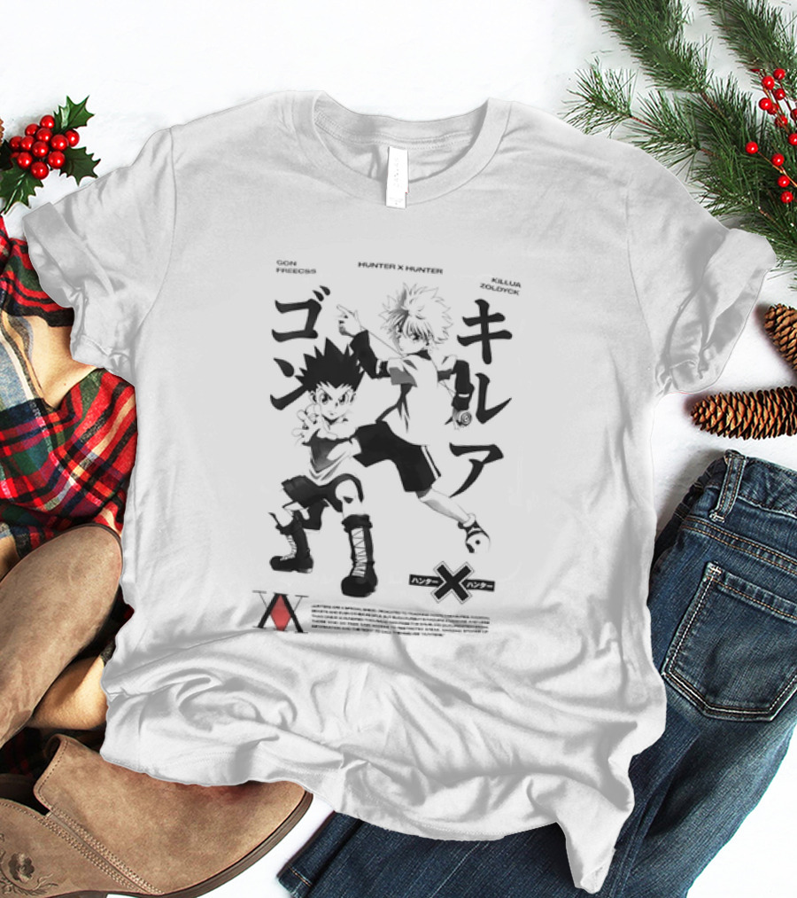 Gon Freecss Killua Zoldyck Hunter X Hunter Japanese Text Adventure Duo T-Shirt