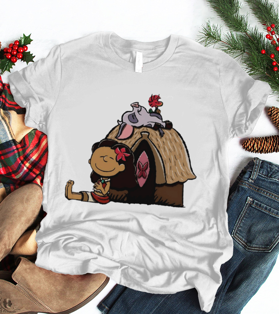 Moana Pua Heihei Peanuts Doghouse Cartoon T-Shirt