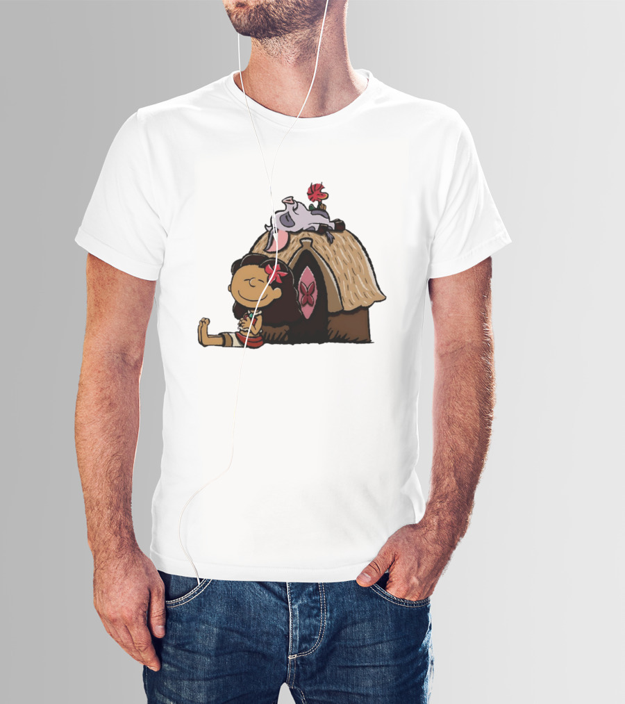 Moana Pua Heihei Peanuts Doghouse Cartoon T-Shirt