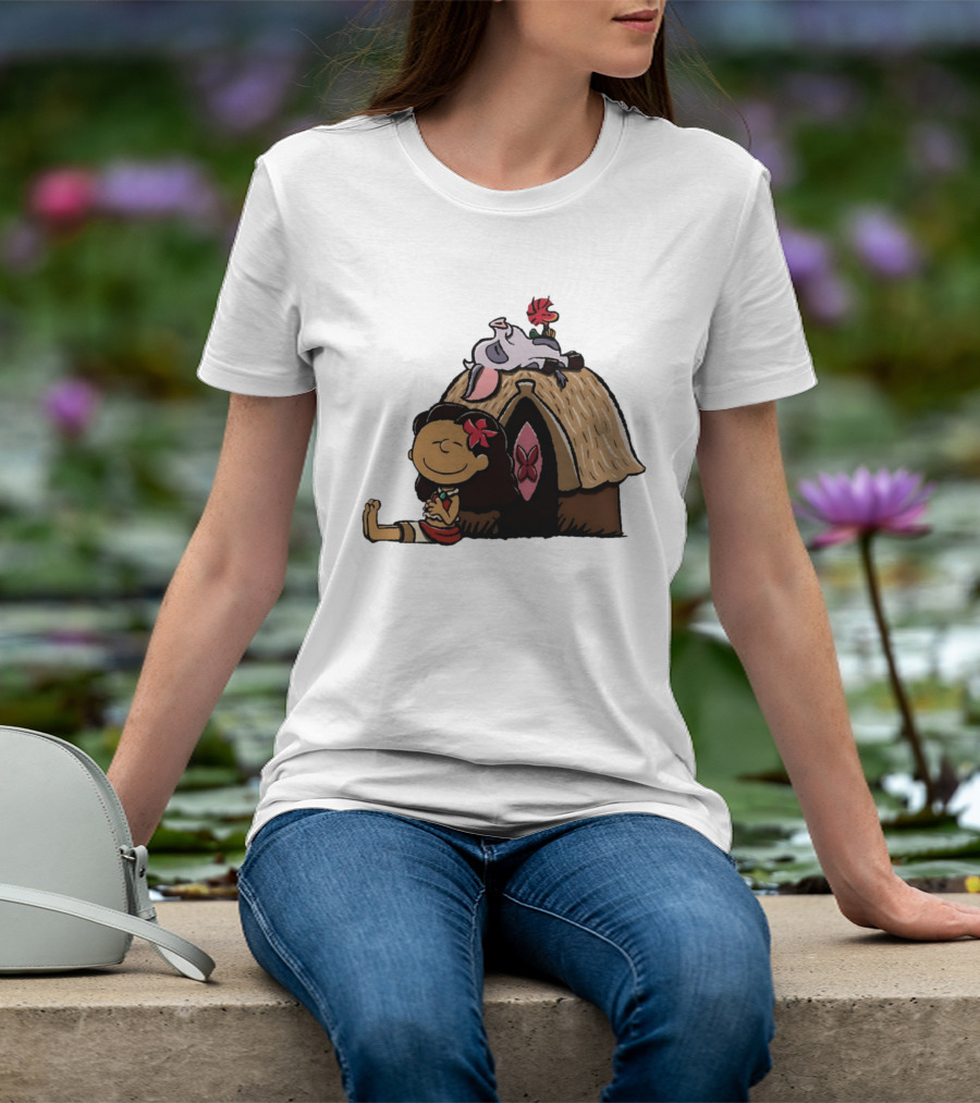 Moana Pua Heihei Peanuts Doghouse Cartoon T-Shirt