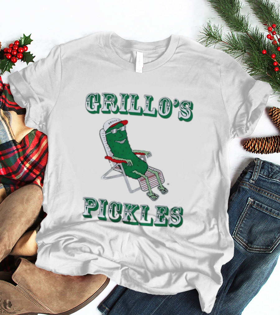 Grillo's Pickles Chill Pickle Relaxing In Chair T-Shirt