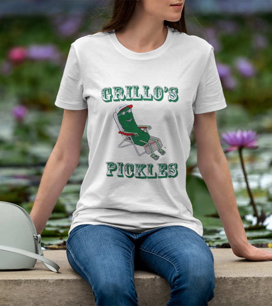 Grillo's Pickles Chill Pickle Relaxing In Chair T-Shirt
