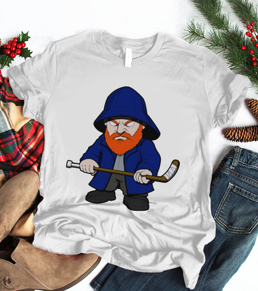 New Islanders Bearded Fisherman Cartoon Hockey Player T-Shirt