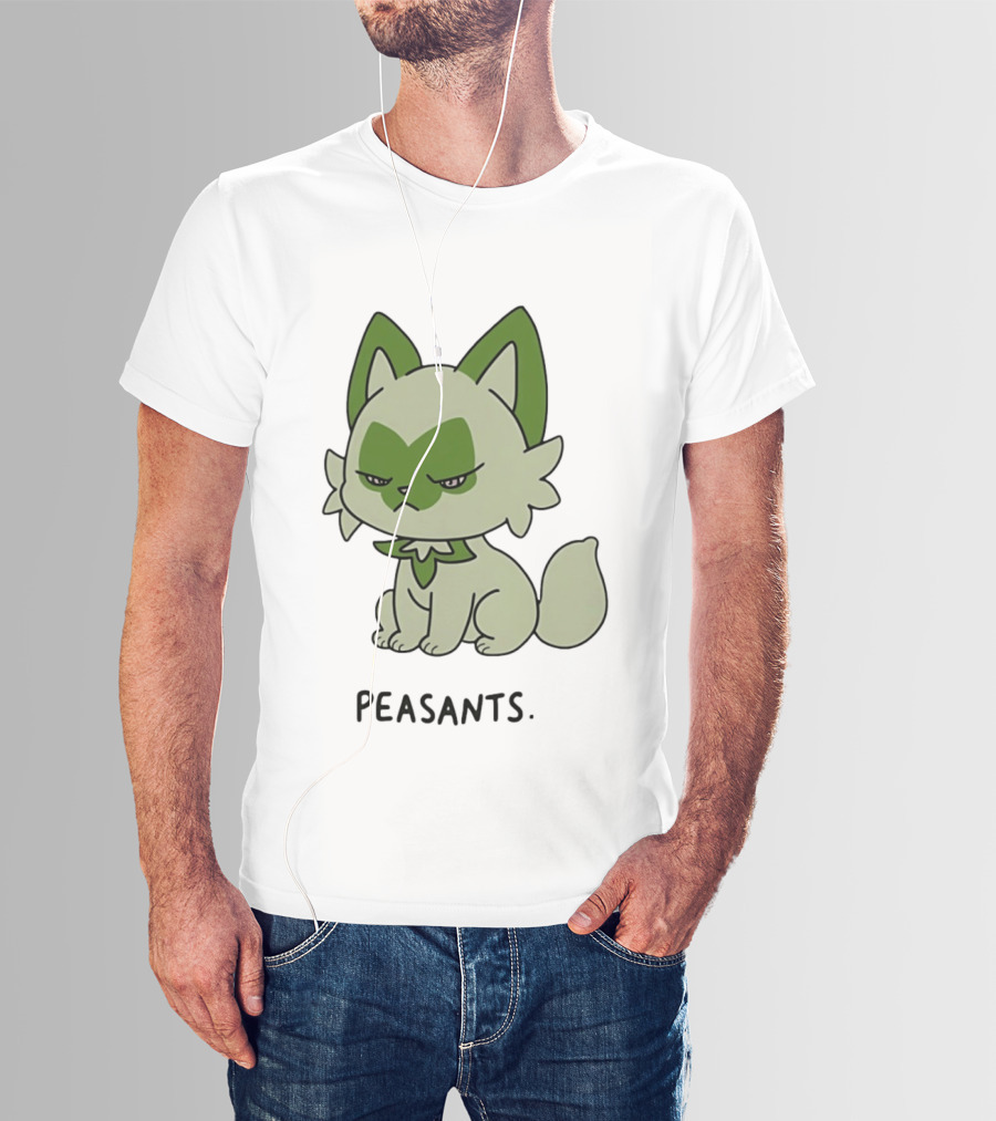 Sprigatito Peasants Meme Pokemon Cat Image Text Purr Delusion T-Shirt