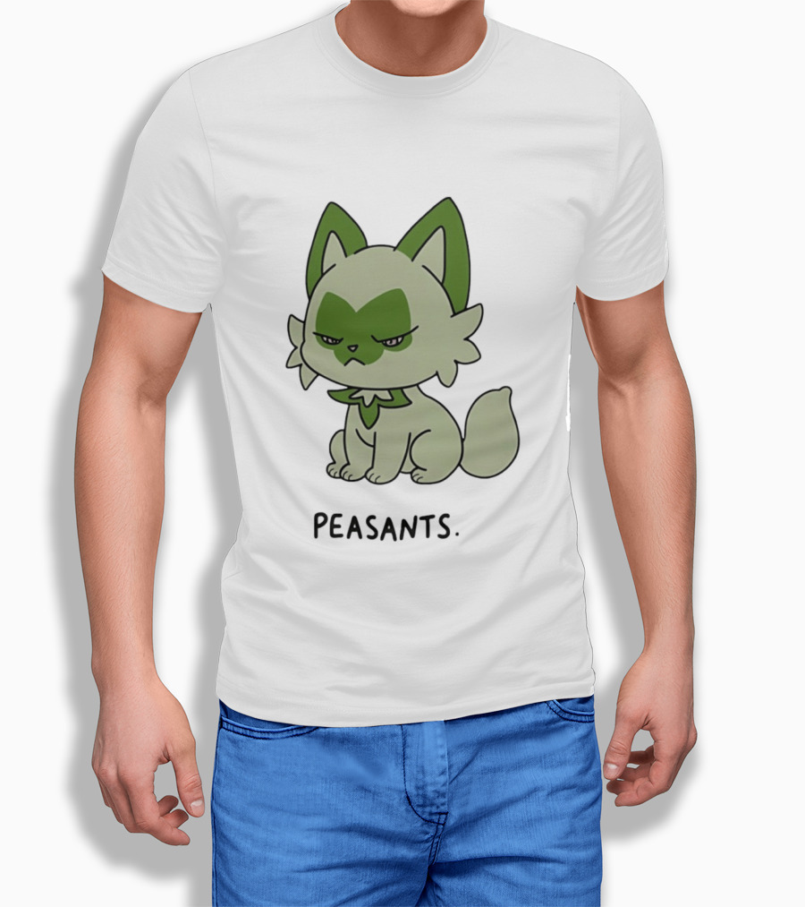 Sprigatito Peasants Meme Pokemon Cat Image Text Purr Delusion T-Shirt
