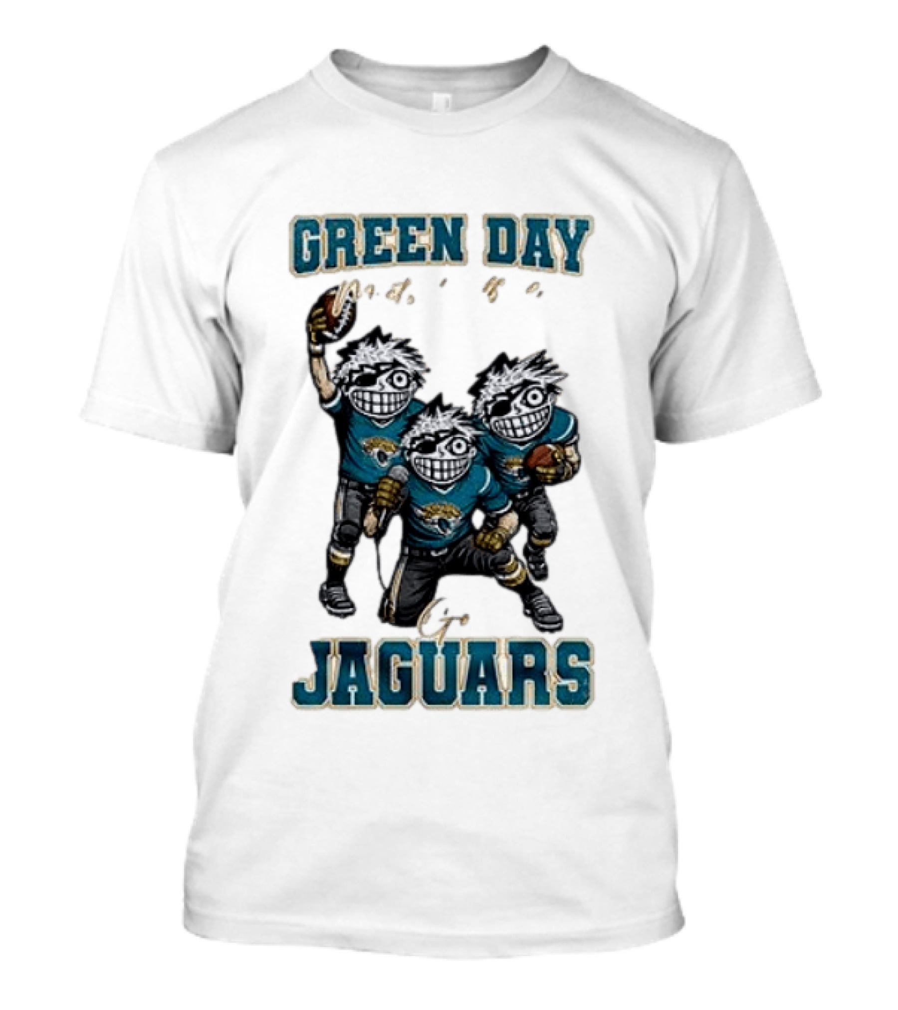 Green Day Jacksonville Jaguars Crossover With Football Characters T-Shirt
