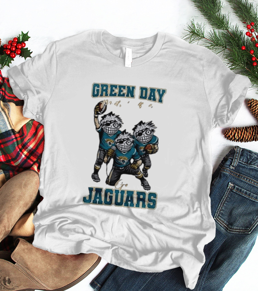 Green Day Jacksonville Jaguars Crossover With Football Characters T-Shirt