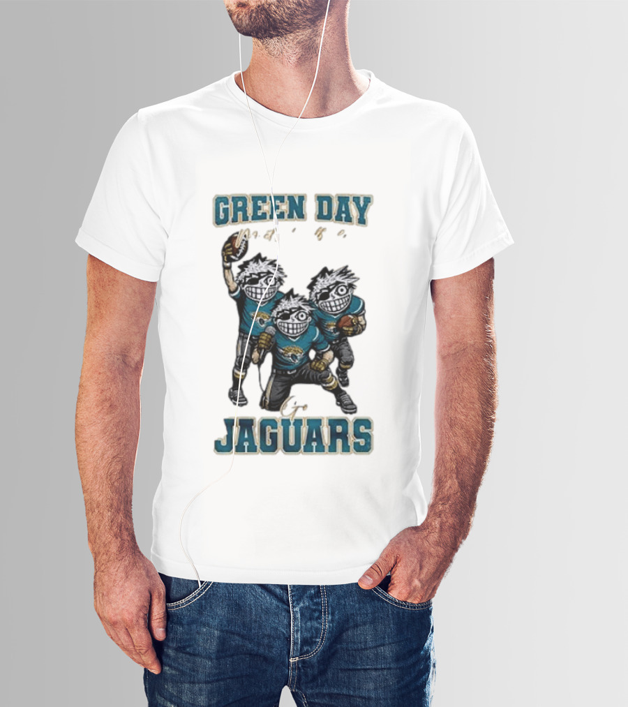 Green Day Jacksonville Jaguars Crossover With Football Characters T-Shirt