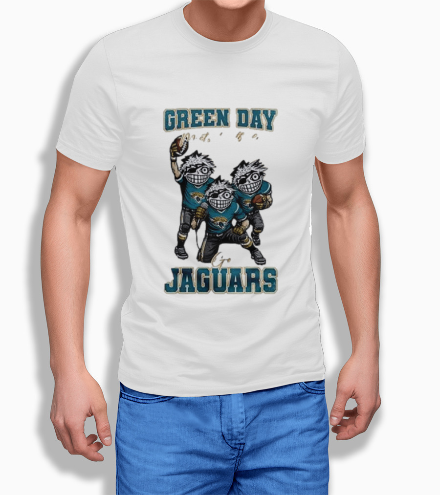 Green Day Jacksonville Jaguars Crossover With Football Characters T-Shirt