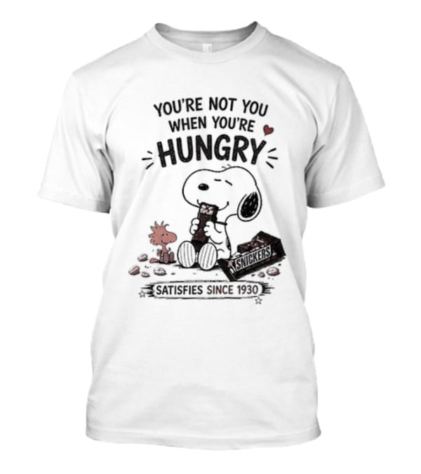 Peanuts Snoopy And Woodstock You're Not You When You're Hungry Snickers T-Shirt
