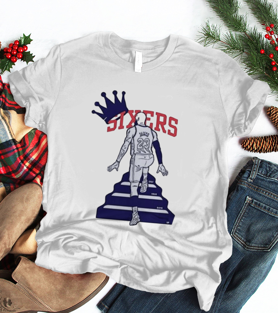 Philadelphia 76ers Sixers Lebron James Crowned Steps Silhouette 23 T-Shirt