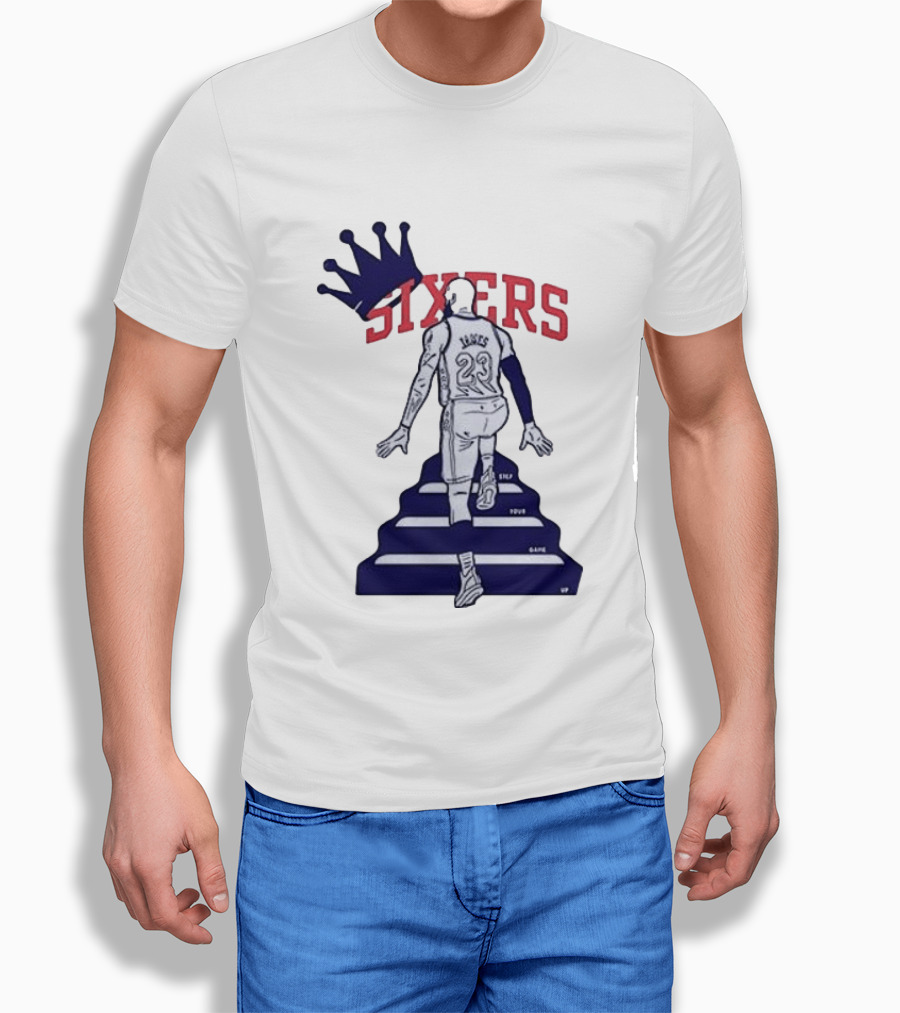 Philadelphia 76ers Sixers Lebron James Crowned Steps Silhouette 23 T-Shirt
