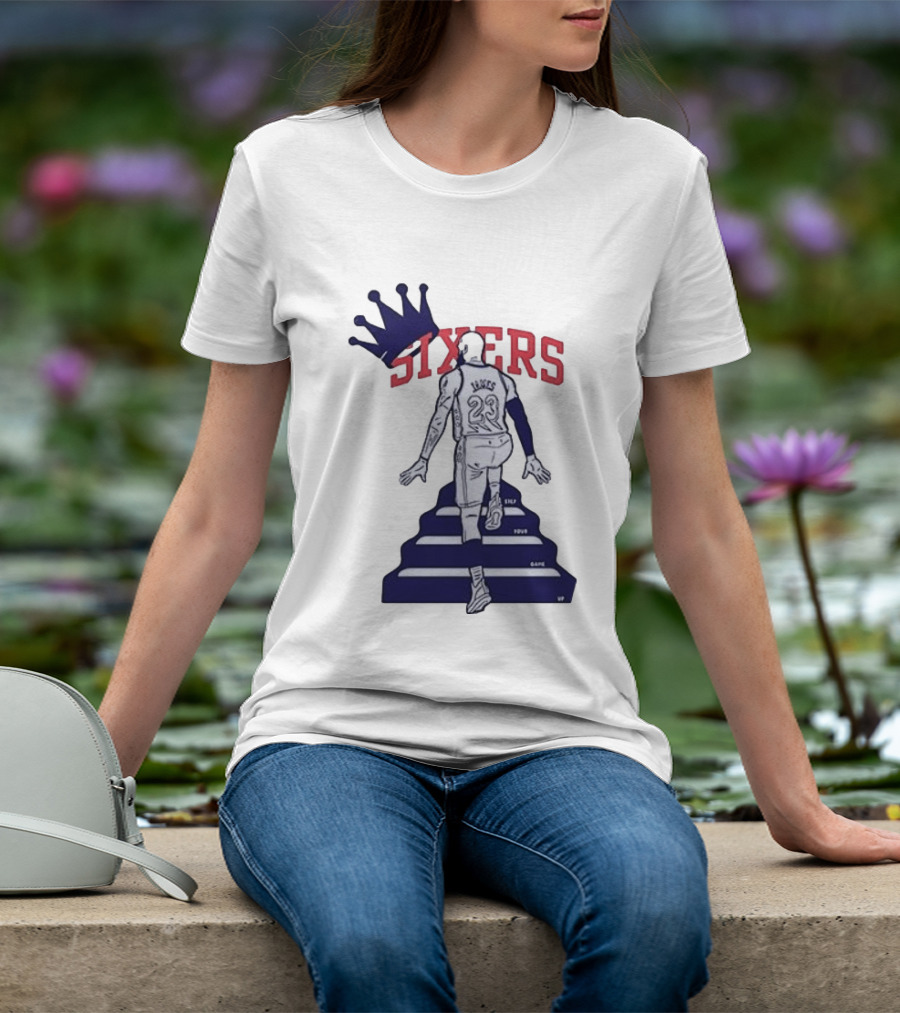 Philadelphia 76ers Sixers Lebron James Crowned Steps Silhouette 23 T-Shirt