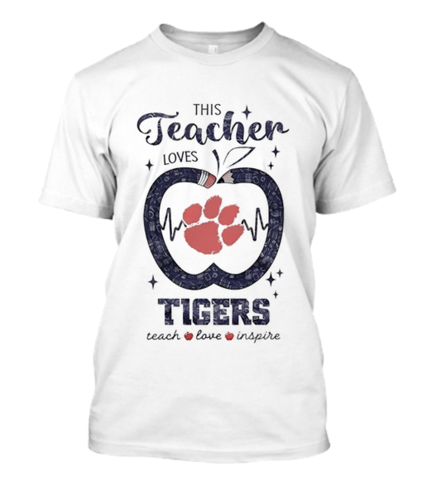 This Teacher Loves Tigers Teach Love Inspire Clemson Paw T-Shirt