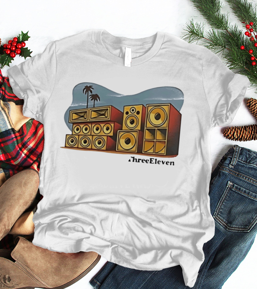 ThreeEleven Sound System Speaker Stack Reggae With Palm Trees T-Shirt