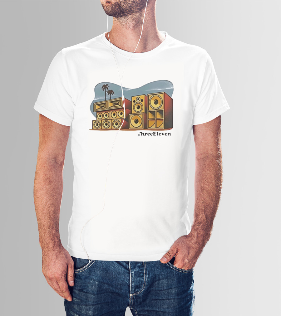 ThreeEleven Sound System Speaker Stack Reggae With Palm Trees T-Shirt