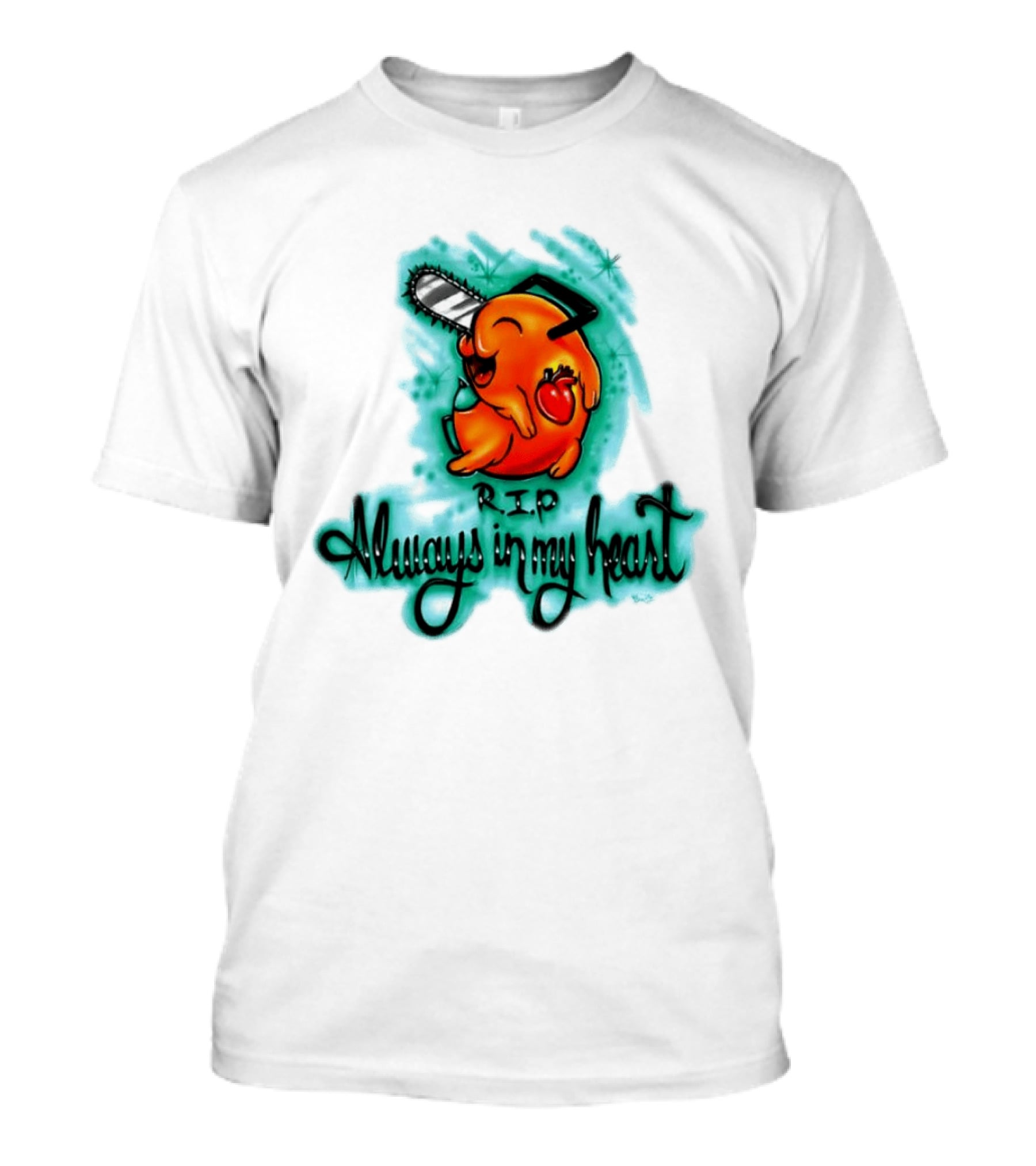 Pochita Chainsaw Man RIP Always In My Heart Memorial Anime T-Shirt